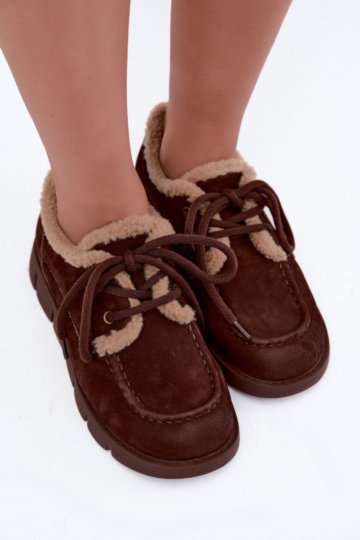 Botas baixas de camurça sintética para a neve Vinceza 67022 na cor chocolate