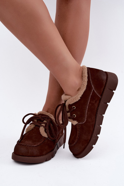 Botas baixas de camurça sintética para a neve Vinceza 67022 na cor chocolate