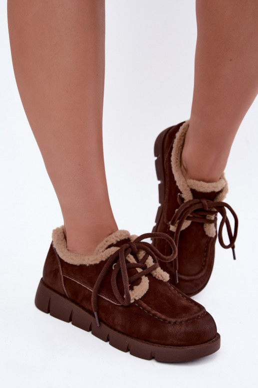 Botas baixas de camurça sintética para a neve Vinceza 67022 na cor chocolate