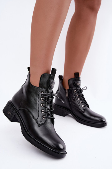 Botins de couro com ornamentos Vinceza 133145 na cor preta