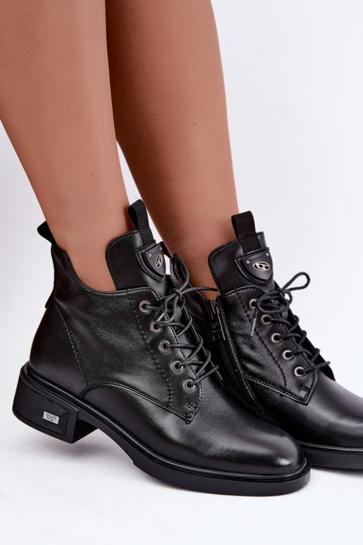 Botins de couro com ornamentos Vinceza 133145 na cor preta