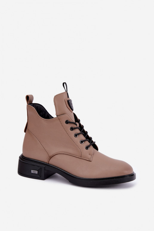 Botins de couro com ornamentos Vinceza 133145 na cor areia