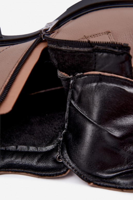 Botins de couro com ornamentos Vinceza 133145 na cor areia