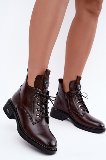 Botins de couro com ornamentos Vinceza 133145 na cor chocolate