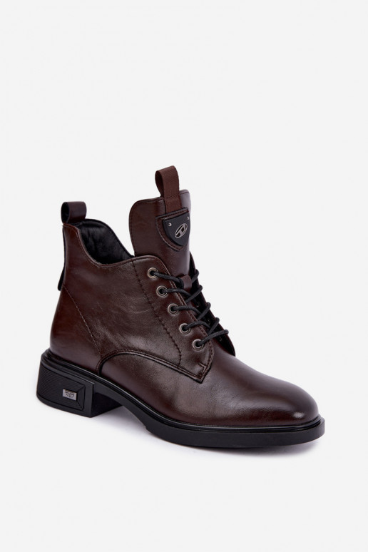 Botins de couro com ornamentos Vinceza 133145 na cor chocolate