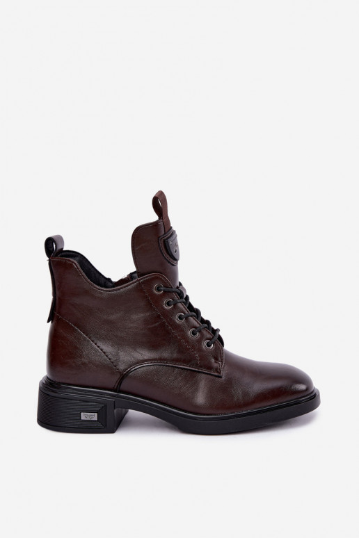 Botins de couro com ornamentos Vinceza 133145 na cor chocolate