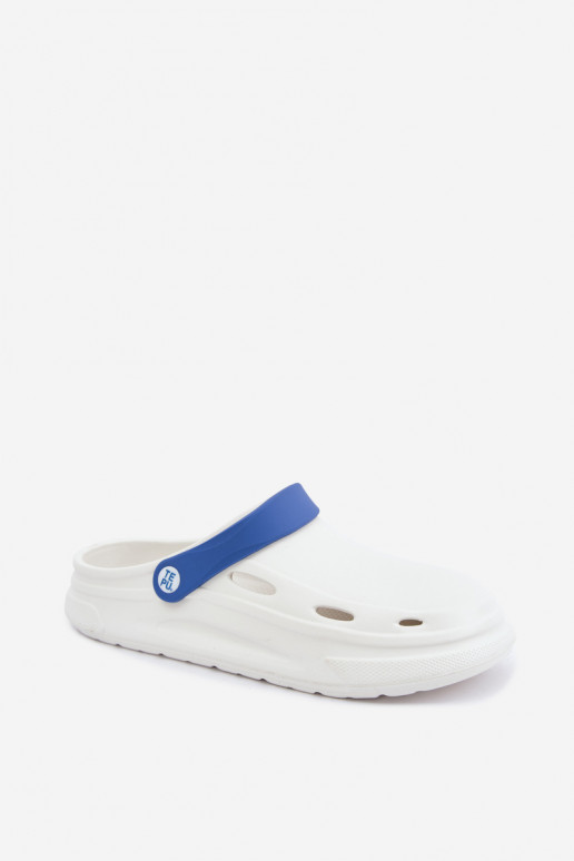 Chinelos leves para homens brancos e azul escuro com riscas Toren
