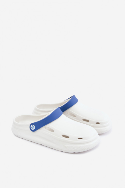 Chinelos leves para homens brancos e azul escuro com riscas Toren