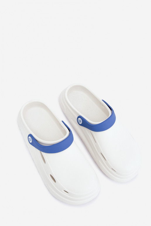 Chinelos leves para homens brancos e azul escuro com riscas Toren
