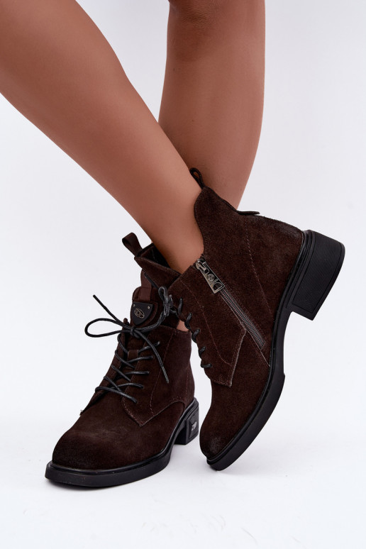 Botas isoladas de camurça sintética com ornamentos Vinceza Czekolado