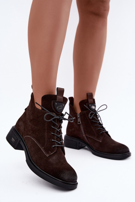 Botas isoladas de camurça sintética com ornamentos Vinceza Czekolado