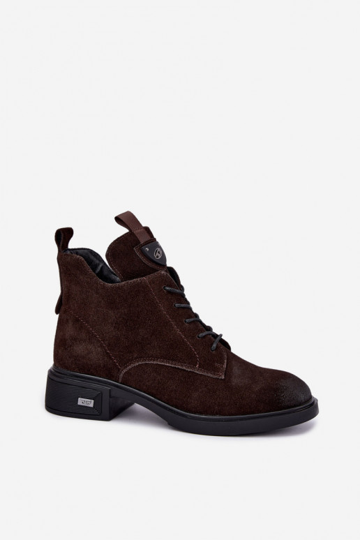 Botas isoladas de camurça sintética com ornamentos Vinceza Czekolado