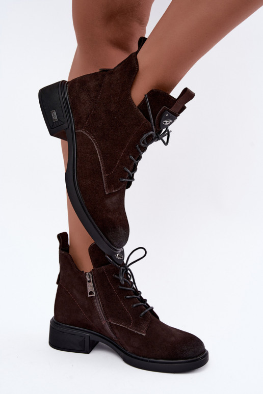 Botas isoladas de camurça sintética com ornamentos Vinceza Czekolado