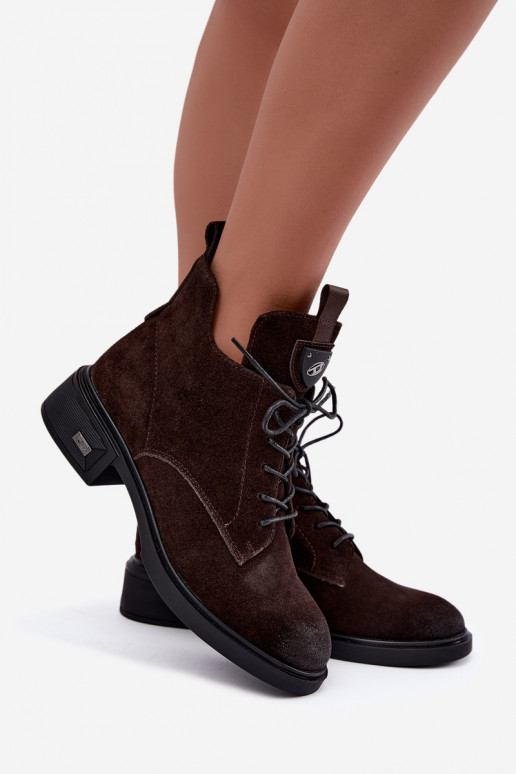 Botas isoladas de camurça sintética com ornamentos Vinceza Czekolado