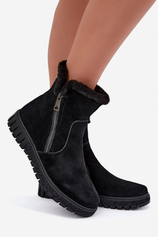 Botas de camurça sintética com pelo Vinceza pretas