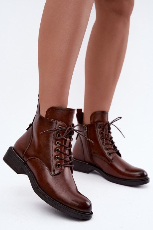 Botins isolados com saltos largos 58677 na cor castanha