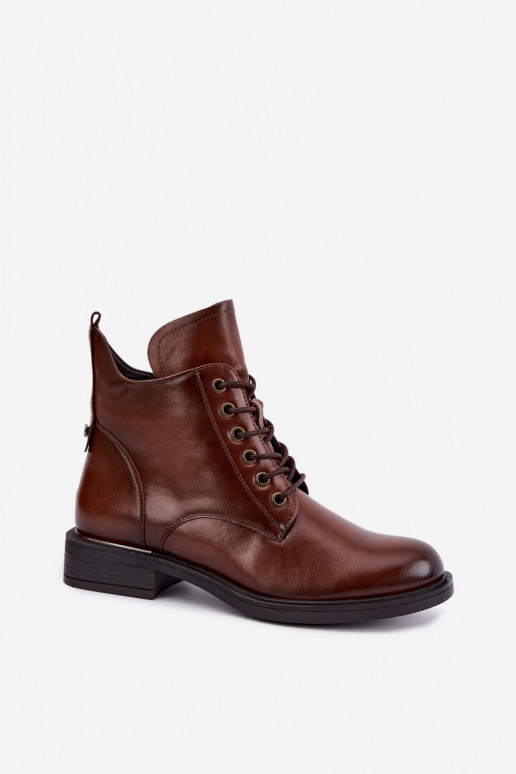 Botins isolados com saltos largos 58677 na cor castanha