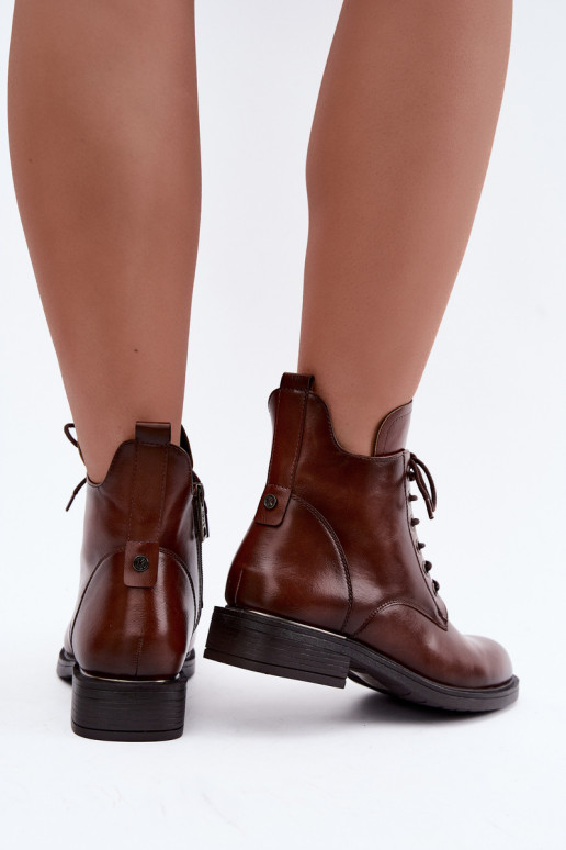 Botins isolados com saltos largos 58677 na cor castanha