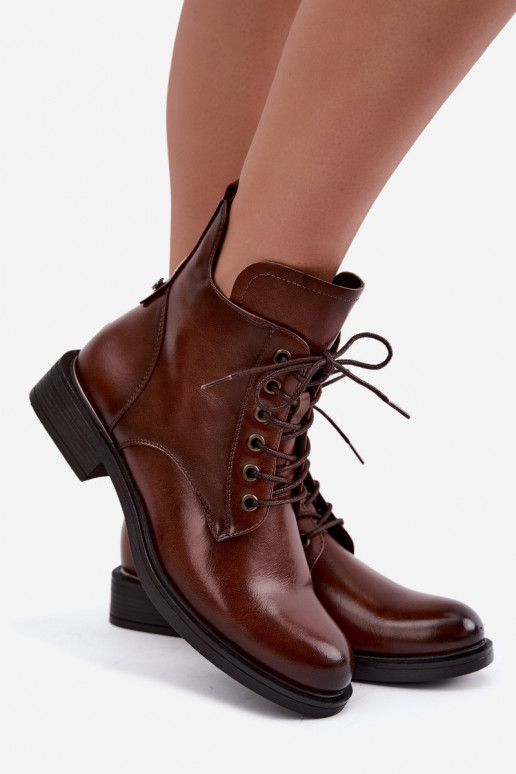 Botins isolados com saltos largos 58677 na cor castanha