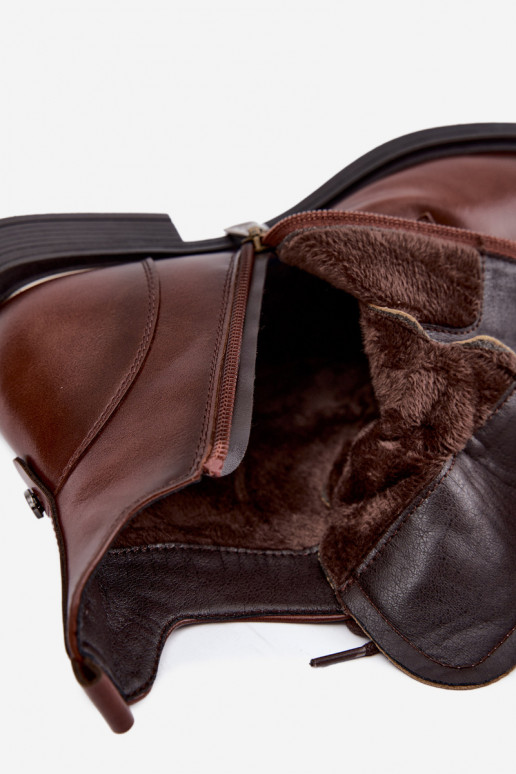 Botins isolados com saltos largos 58677 na cor castanha