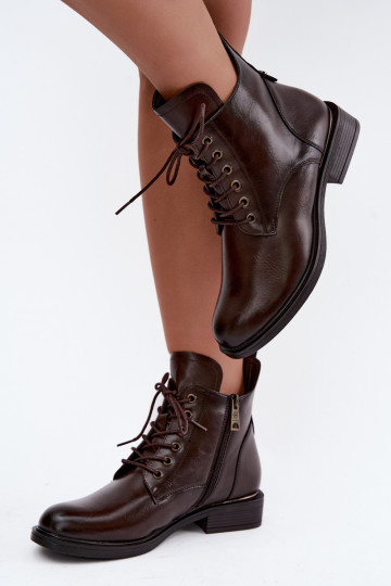 Botins isolados com saltos largos 58677 na cor chocolate