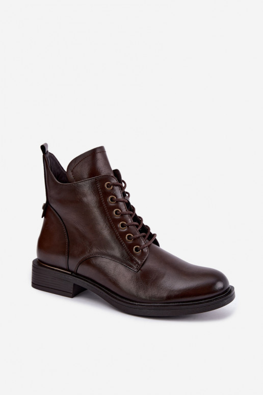 Botins isolados com saltos largos 58677 na cor chocolate