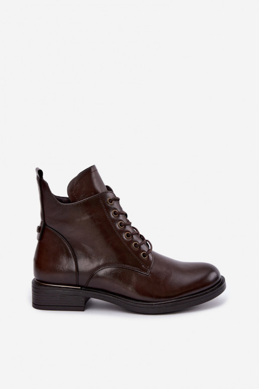 Botins isolados com saltos largos 58677 na cor chocolate