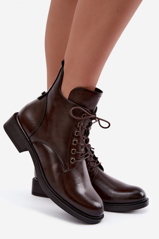 Botins isolados com saltos largos 58677 na cor chocolate