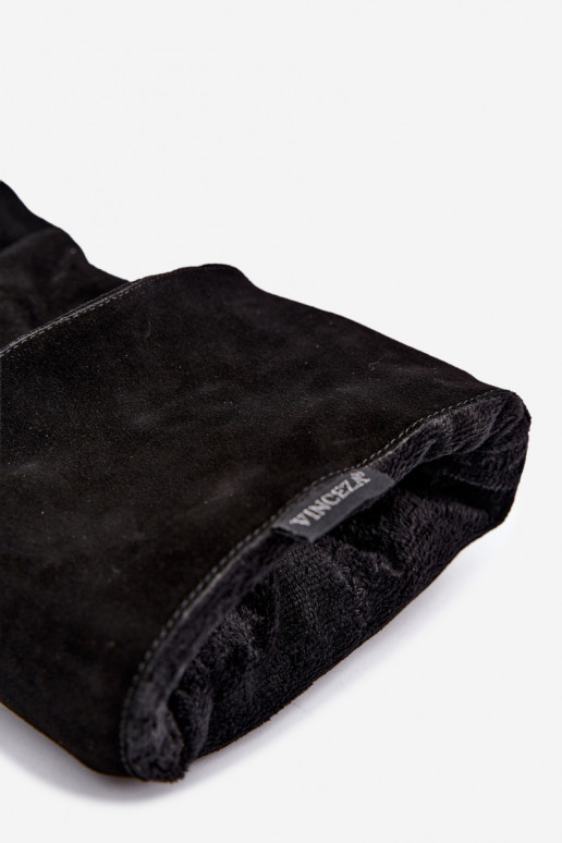 Botas altas em camurça sintética Slouchy com saltos finos Vinceza 89170 na cor preta