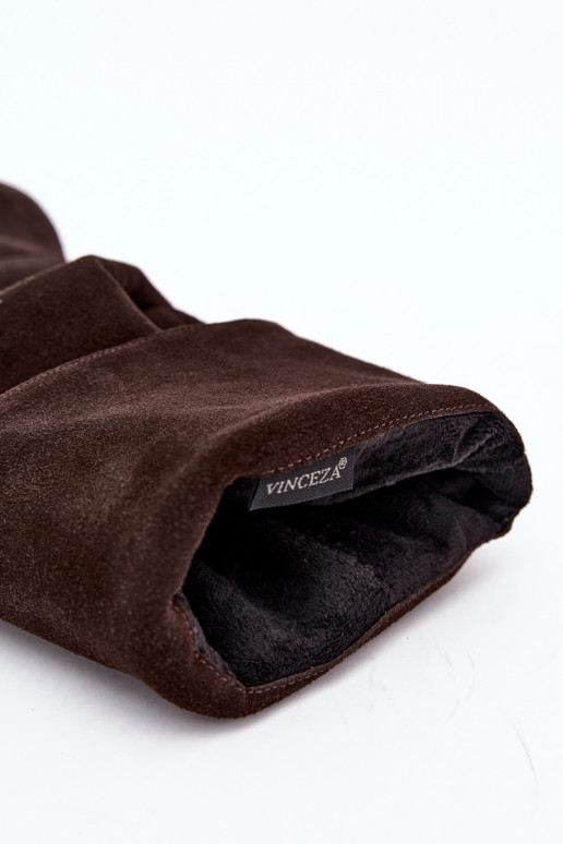 Botas altas em camurça sintética Slouchy com saltos finos Vinceza 89170 na cor chocolate