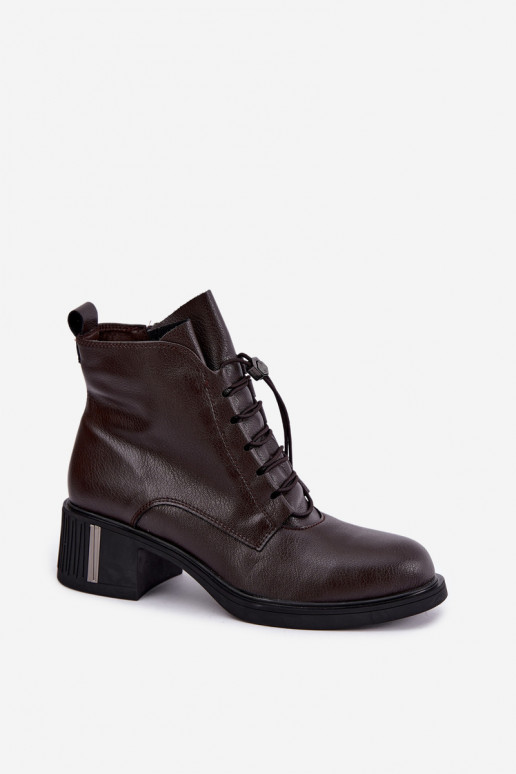 Botins isolados em couro natural Klocke Vinceza 89161 na cor chocolate