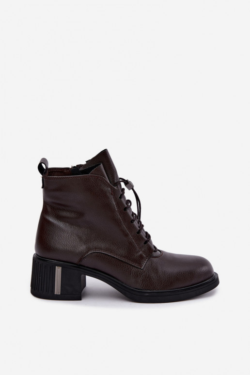 Botins isolados em couro natural Klocke Vinceza 89161 na cor chocolate