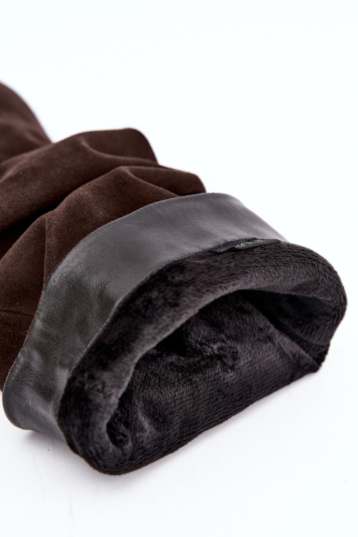 Botas altas em camurça sintética isoladas Slouchy com saltos Vinceza 89167 na cor chocolate