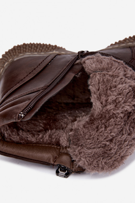 Botins femininos isolados com pelo por dentro em couro sintético na cor castanha Ulverina