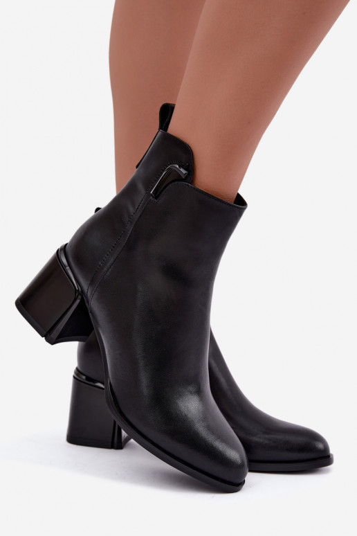 Botins femininos em couro sintético com salto, aquecidos, pretos Kirella