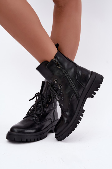 Botins de trabalho femininos em couro sintético, aquecidos, pretos Amarelle 2