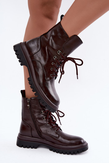 Botins de trabalho femininos em couro sintético, aquecidos, cor bordô Amarelle