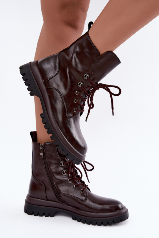 Botins de trabalho femininos em couro sintético, aquecidos, cor bordô Amarelle