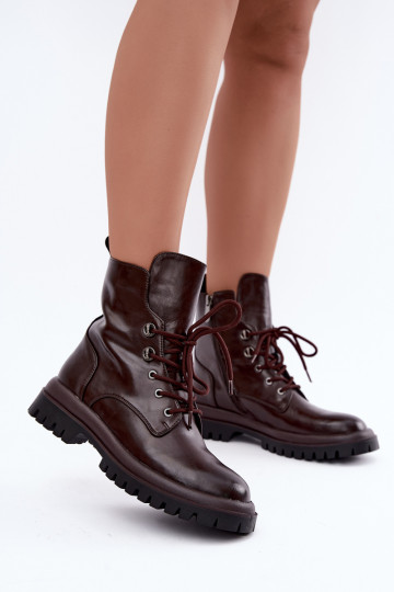 Botins de trabalho femininos em couro sintético, aquecidos, cor bordô Amarelle 2