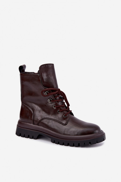 Botins de trabalho femininos em couro sintético, aquecidos, cor bordô Amarelle