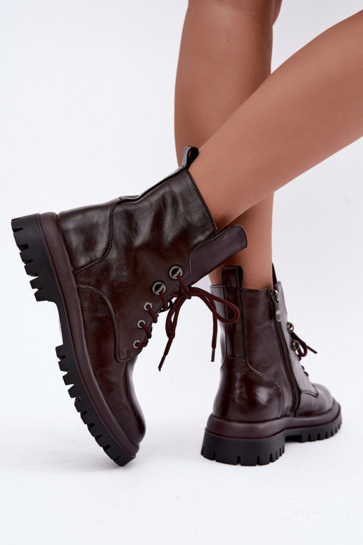 Botins de trabalho femininos em couro sintético, aquecidos, cor bordô Amarelle
