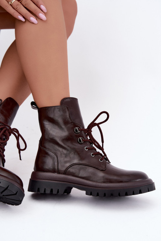 Botins de trabalho femininos em couro sintético, aquecidos, cor bordô Amarelle