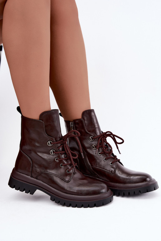 Botins de trabalho femininos em couro sintético, aquecidos, cor bordô Amarelle