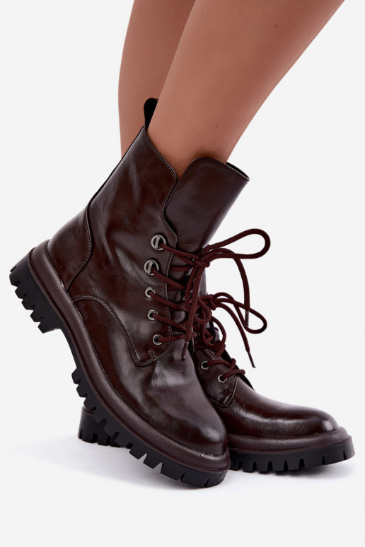 Botins de trabalho femininos em couro sintético, aquecidos, cor bordô Amarelle