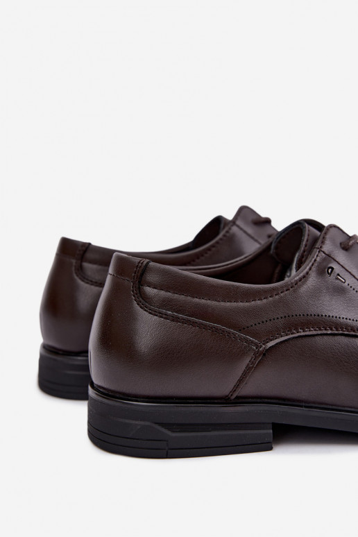 Sapatos elegantes masculinos, castanho escuro Calven