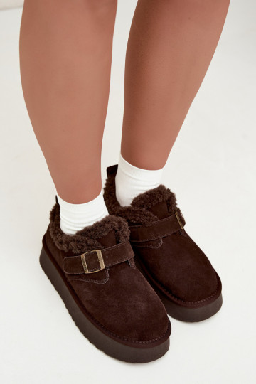 Botas de neve em camurça sintética com plataforma Big Star UU274319 CzekoladoĮe