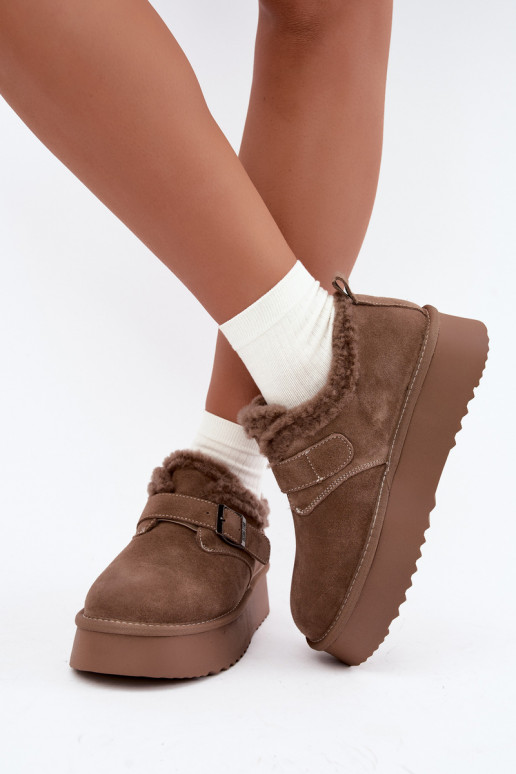 Botas de neve em camurça sintética cor areia com plataforma Big Star UU274318