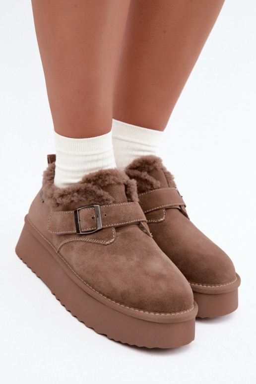 Botas de neve em camurça sintética cor areia com plataforma Big Star UU274318