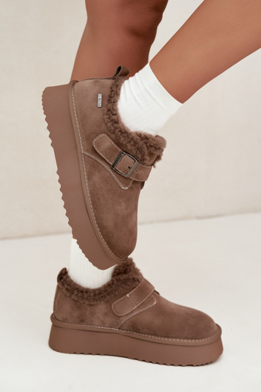 Botas de neve em camurça sintética cor areia com plataforma Big Star UU274318