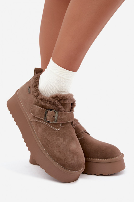Botas de neve em camurça sintética cor areia com plataforma Big Star UU274318